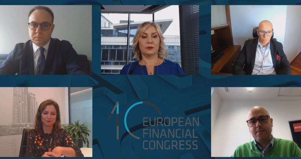 Debata „Nie tylko finanse, czyli przywództwo, współpraca, kompetencje i technologie jako kluczowe czynniki wyjścia z kryzysu” podczas X Europejskiego Kongresu Finansowego. /INTERIA.PL