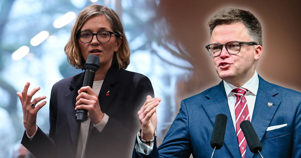 Debata Szymona Hołowni i Magdaleny Biejat w Gdyni /KLAUDIA RADECKANurPhotoNurPhoto via AFP; MARCIN GADOMSKI/AFP /AFP