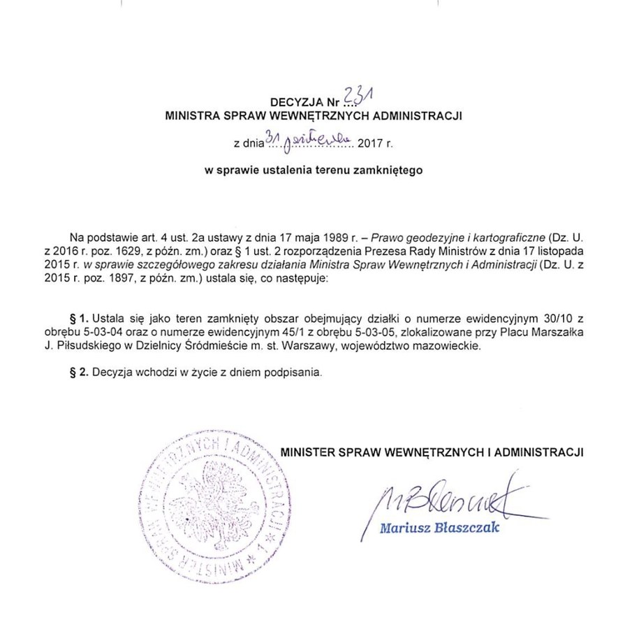 Decyzja ministra spraw wewnętrznych i administracji /RMF FM