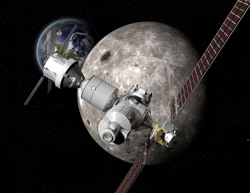 Deep Space Gateway (DSG) będzie orbitującą wokół Księżyca bazą wypadową i serwisową załogowego statku kosmicznego Deep Space Transport (DST) /materiały prasowe