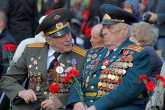 Delegacja rosyjska podczas uroczystości Dnia Zwycięstwa
