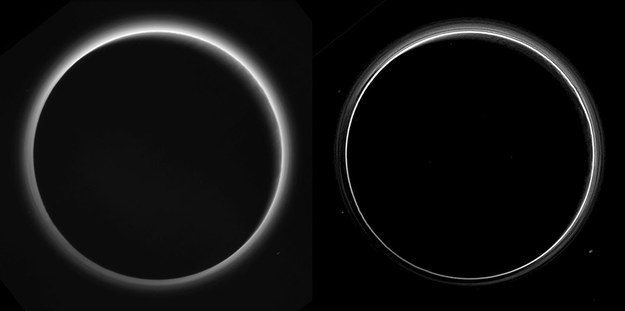 Delikatna atmosfera Plutona na zdjęciach wykonanych przez sondę New Horizons pod Słońce /NASA/Johns Hopkins University Applied Physics Laboratory/Southwest Research Institute /materiały prasowe