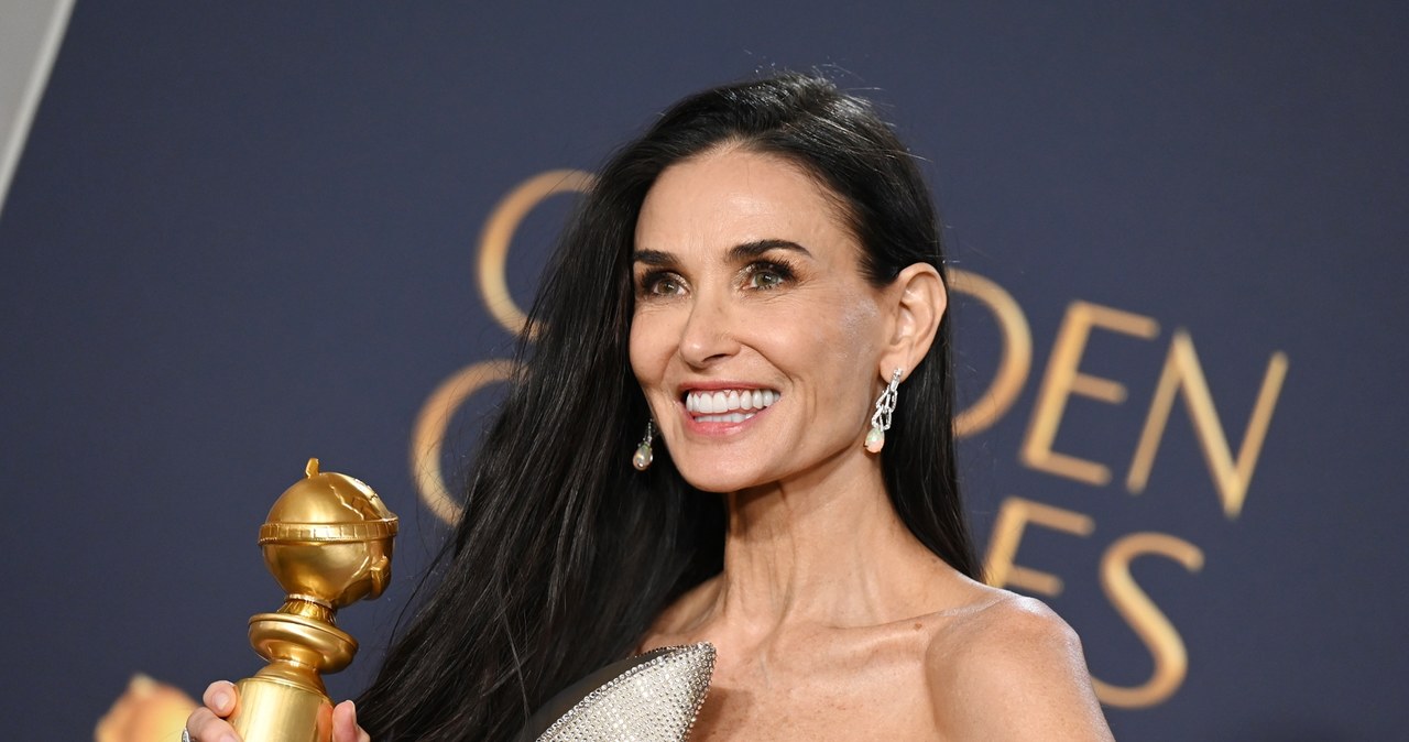 Demi Moore ze Złotym Globem za "Substancję" /Gilbert Flores/GG2025 / Contributor /Getty Images