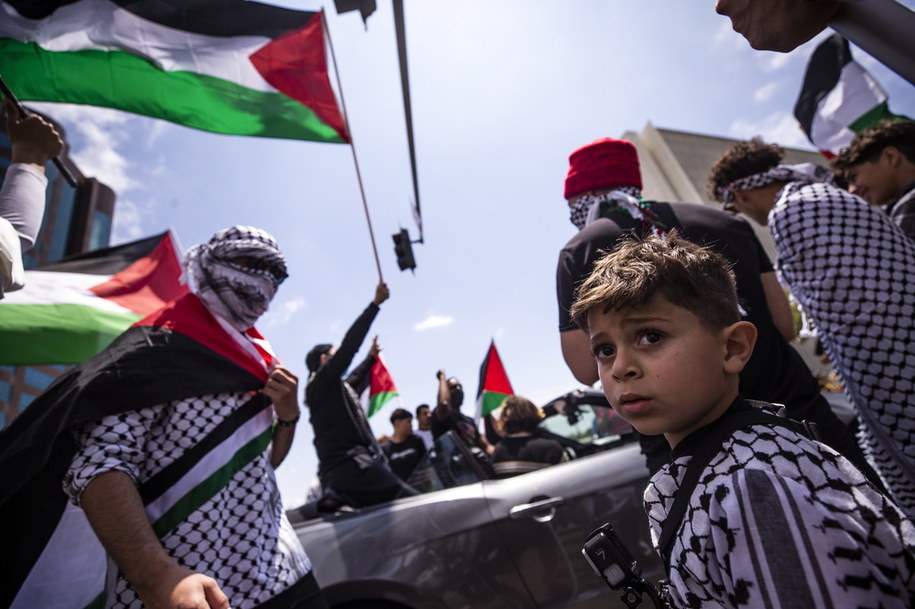 Demonstracja poparcia dla Palestyńczyków w Los Angeles /ETIENNE LAURENT /PAP/EPA