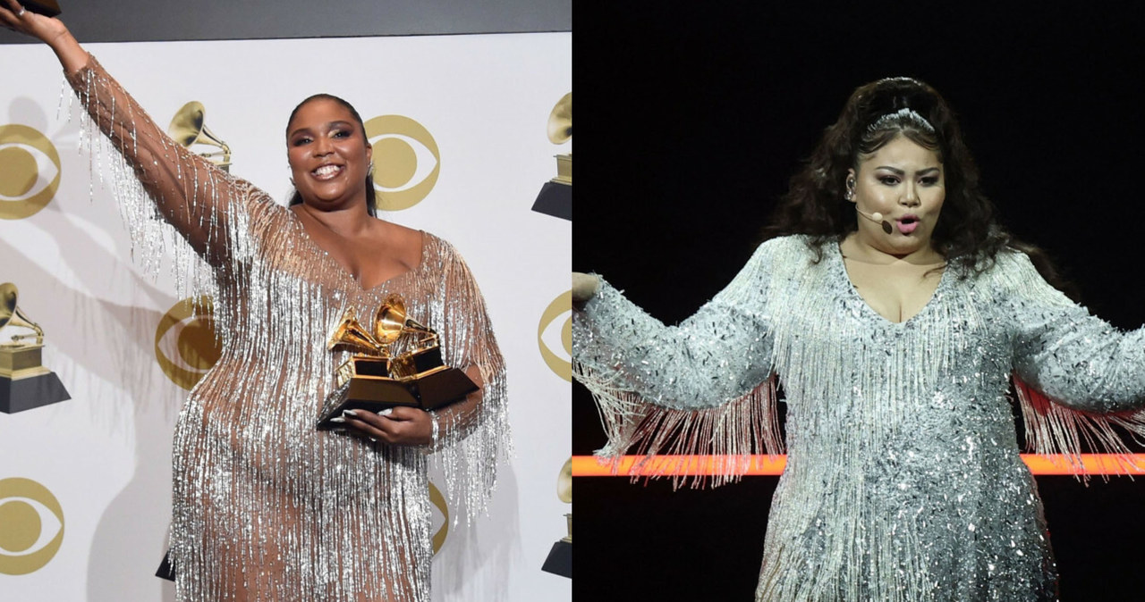 Destiny na półfinale Eurowizji 2021 wystąpiła w podobnej kreacji, jak ta, którą miała Lizzo na Grammy /Alberto E. Rodriguez/Getty AFP/East News/KENZO TRIBOUILLARD/AFP/East News /East News