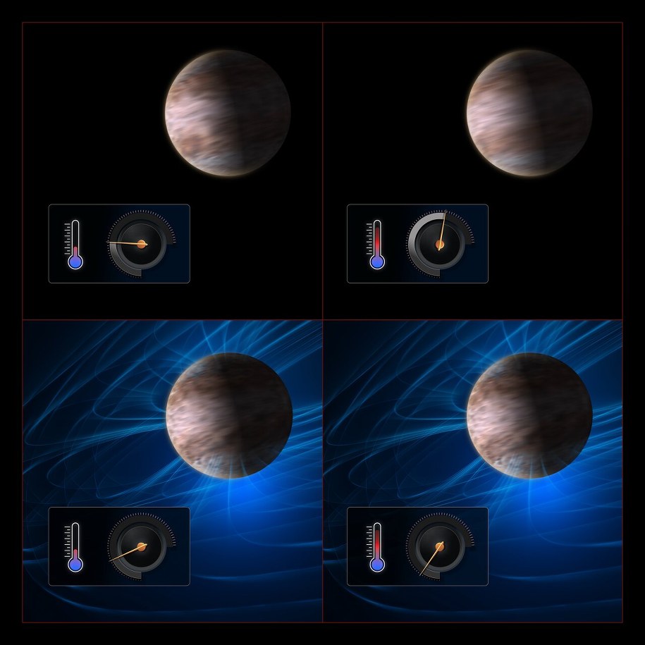 Diagram ilustruje, jak astronomowie mogą wywnioskować siłę pól magnetycznych na egzoplanetach na podstawie ich wpływu na prędkość wiatru /Rys. ESO/M. Kornmesser, L. Calçada /Materiały prasowe