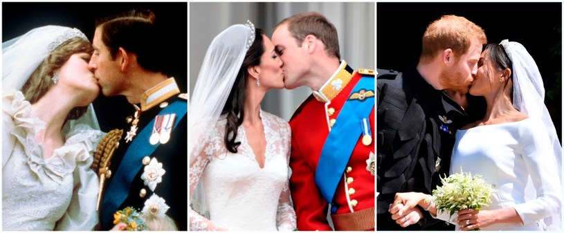 Diana i Karol, Kate i William oraz Meghan i Harry w dniu swoich ślubów /AFP
