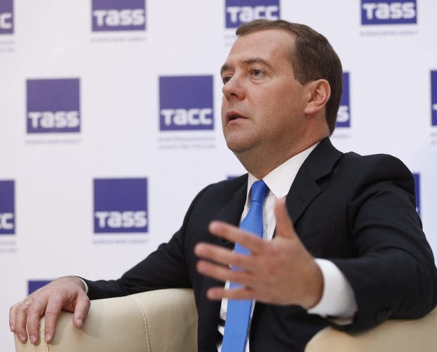 Dimitrij Miedwiediew w siedzibie agencji TASS /Japaridze Mikhail    /PAP/EPA