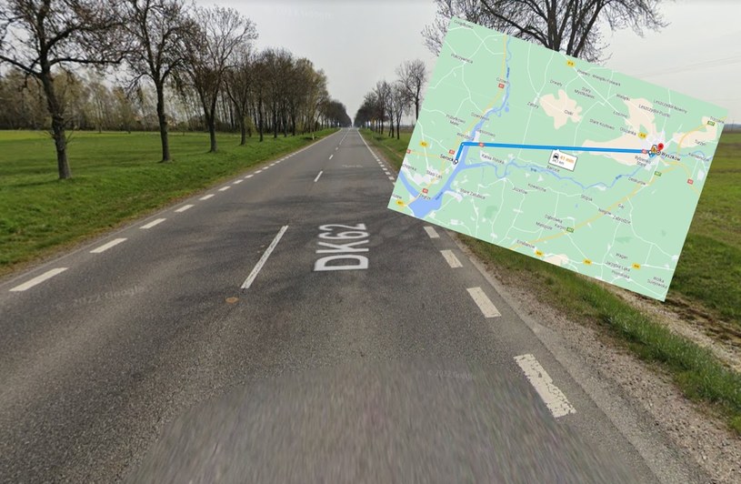 DK 62 na odcinku od Serocka do Wyszkowa to najdłuższa prosta droga krajowa w Polsce / fot google /