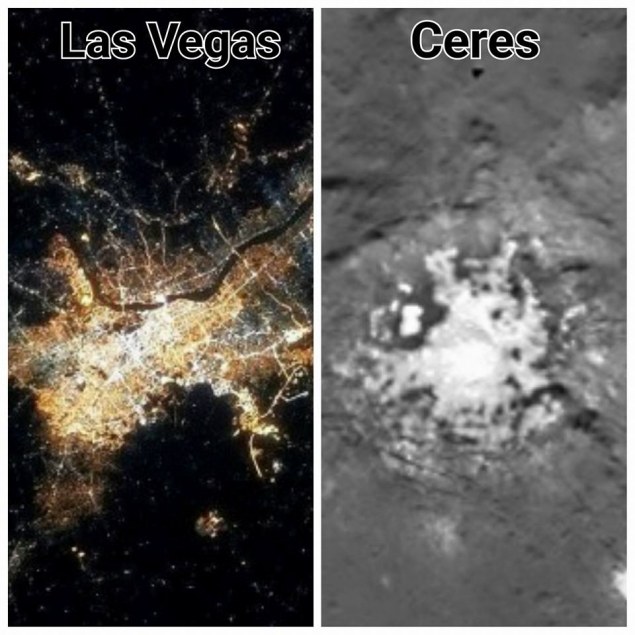 Dla niektórych plamy na Ceres do złudzenia przypominają obrazy ziemskich miast /Innemedium.pl