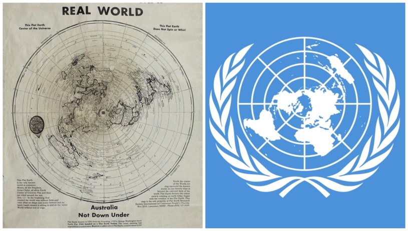 Dlaczego flaga ONZ przypomina mapę płaskiej Ziemi? Zwolennicy teorii spiskowych mogą zacierać ręce... /materiały prasowe
