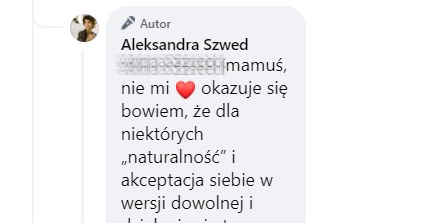 Do komentowanie włączyła się mam Oli Szwed, https://www.facebook.com/aleksandraszwed.official