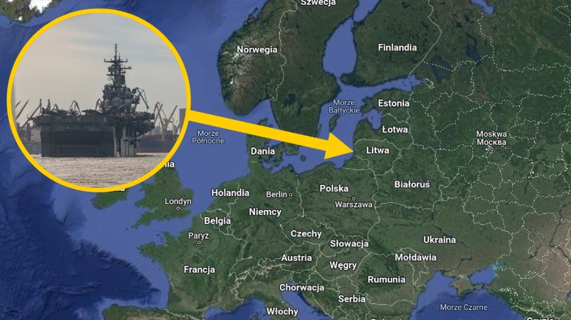 Do litewskiego portu przypłynął amerykański desantowiec /Google Maps /Zrzut ekranu /domena publiczna