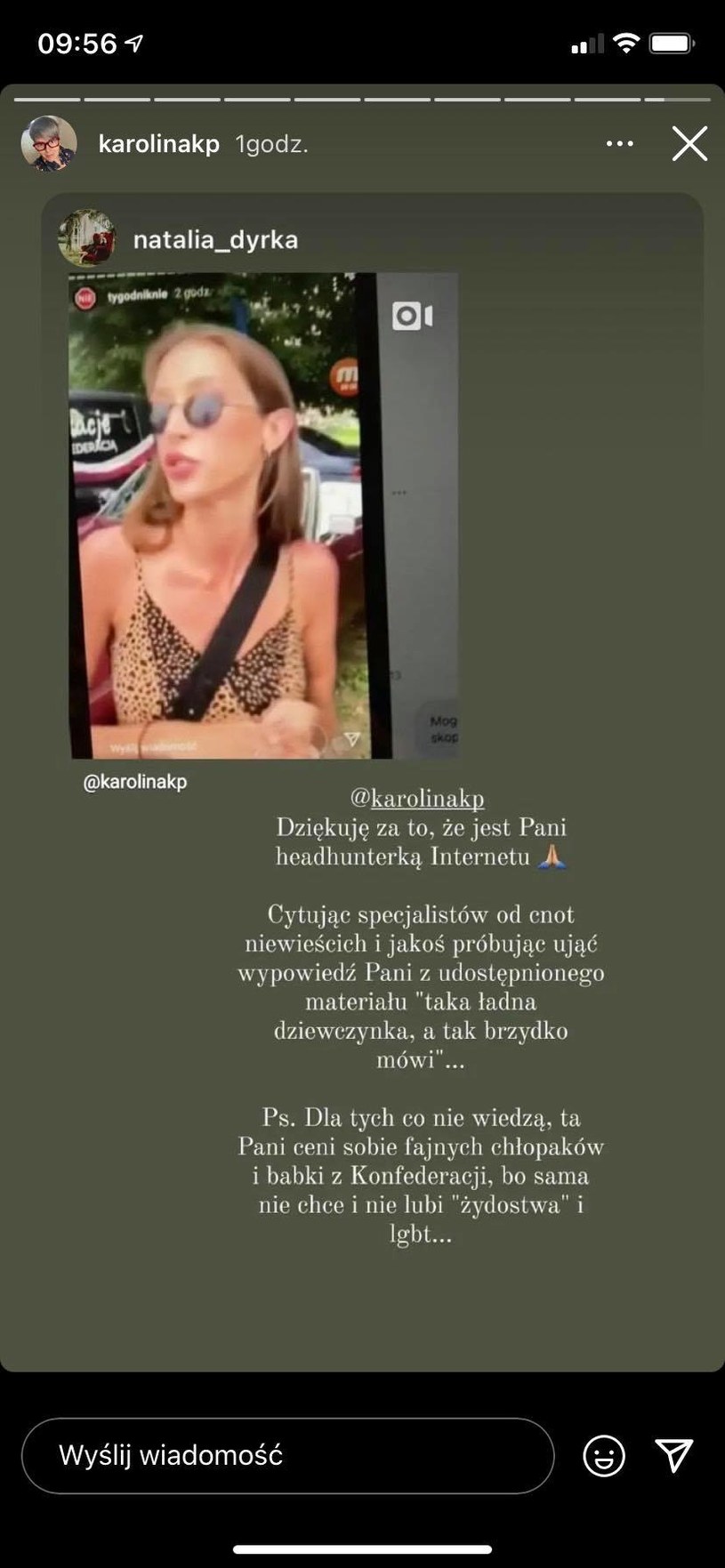 Do nagrania odniosła się między innymi Karolina Korwin-Piotrowska na swoim Instagramie /Instagram