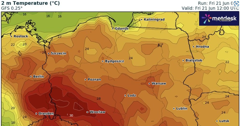 The heat will return to Poland. In the west and south, the thermometer can show up to 32 degrees Celsius /wxcharts/