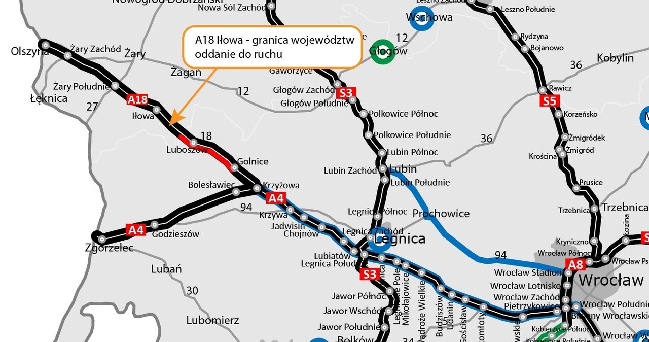 Do użytku został oddany kolejny, 16,2-kilometrowy fragment autostrady A18. /GDDKiA