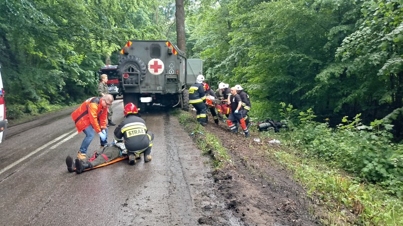 Do wypadku doszło na prostej drodze / Fot: PSP Ostróda /Informacja prasowa