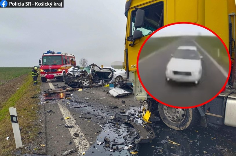 Do wypadku doszło w Kraju Koszyckim na Słowacji. Śmierć poniósł kierujący Audi / Fot: Słowacka policja /