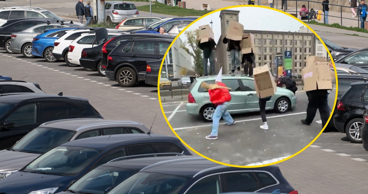 Do zdarzenia doszło na jednym z parkingów w Warszawie. Grupa ludzi zdemolowała dwa, zapewne podstawione samochody /Wojciech Stróżyk /Reporter