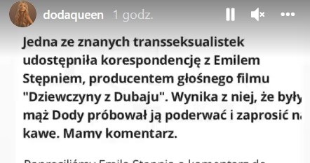 Doda odniosła się do komentarza Emila Stępnia na temat osób LGBT+ /Screen z instastory www.instagram.com/dodaqueen /Instagram