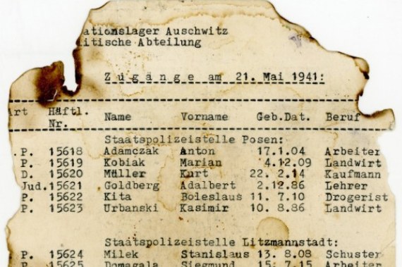 Dokument odnaleziony w II LO w Łodzi /Auschwitz.org /