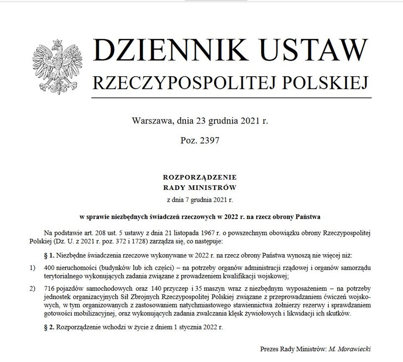 Dokument publikowany przez Radę Ministrów ma charakter cykliczny. Nie jest wynikiem napięcia na granicy polsko-białoruskiej ani sytuacji na Ukrainie /Informacja prasowa