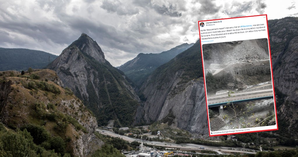 Dolina Maurienne w Alpach Francuskich. W niedzielę zeszła tu kamienna lawina, która zerwała połączenie kolejowe między Francją a Włochami /Emanuele Cremaschi/Getty Images/Clement Beaune/X(d. Twitter) /