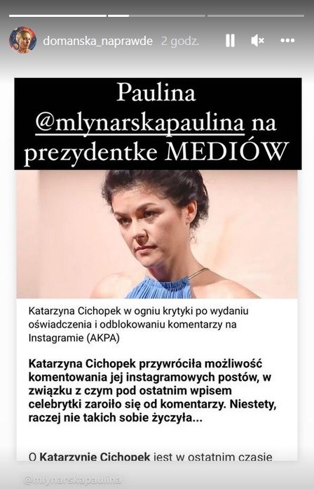Domańska poparła zdanie Młynarskiej /www.instagram.com/domanska_naprawde /Instagram