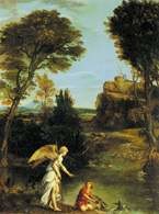 Domenichino, Krajobraz z Tobiaszem łowiącym rybę, ok. 1617-18 /Encyklopedia Internautica