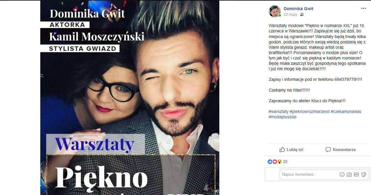 Dominika Gwit zaprasza dziewczyny w rozmiarze XXL na warsztaty /Facebook /materiały prasowe