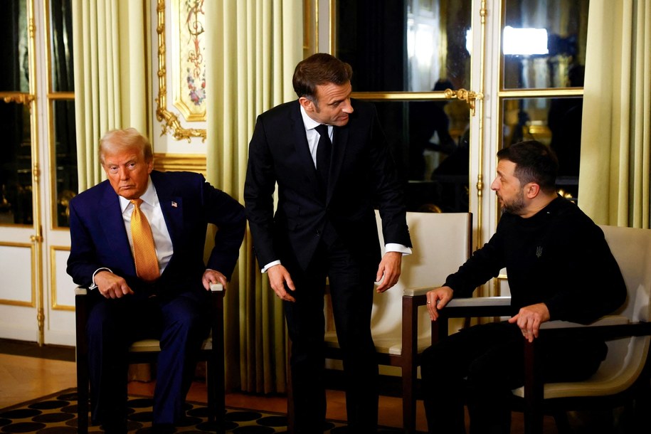 Donald Trump, Emmanuel Macron i Wołodymyr Zełenski w Pałacu Elizejskim /SARAH MEYSSONNIER / POOL /PAP/EPA