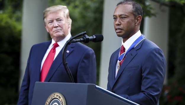 Donald Trump i Tiger Woods /Oliver Contreras/POOL /PAP/EPA