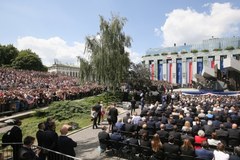 Donald Trump na pl. Krasińskich w Warszawie