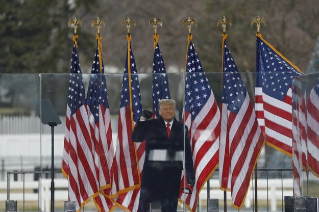 Donald Trump podczas przemówienia, po którym doszło do szturmu na Kapitol /Gripas Yuri/ABACA  /PAP/EPA