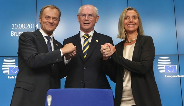 Donald Tusk, Herman van Rompuy i Federica Mogherini /OLIVIER HOSLET /PAP/EPA