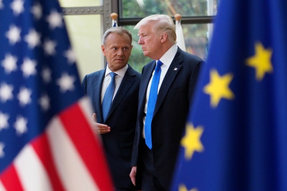 Donald Tusk i Donald Trump podczas spotkania w Pekinie w lutym 2019 roku. /Xinhua News/East News /East News