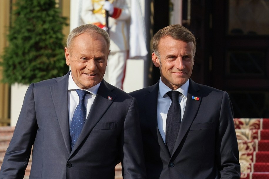 Donald Tusk i Emmanuel Macron /Paweł Supernak /PAP