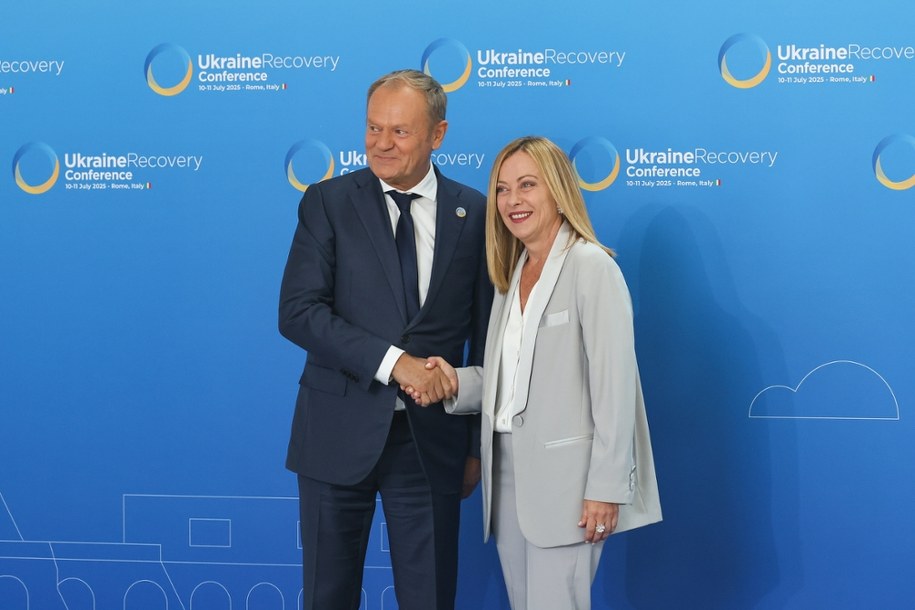 Donald Tusk i Giorgia Meloni / 	Albert Zawada /PAP