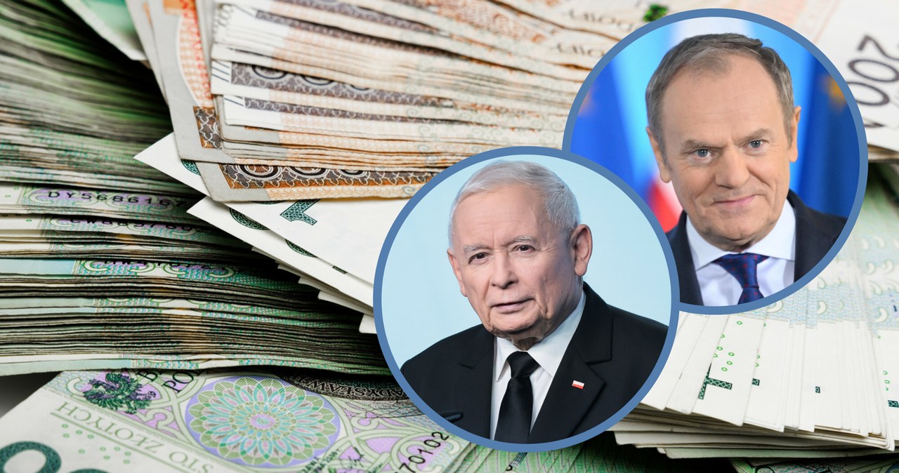 Donald Tusk i Jarosław Kaczyński zyskają podwójnie w 2025 roku /Karol Porwich/East News, Anita Walczewska/East News, SERGEI GAPON/AFP/East News, Canva.com /