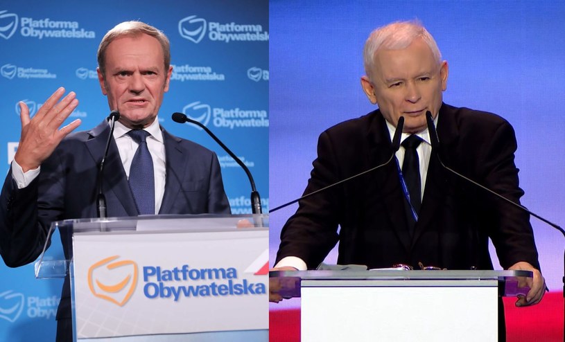 Donald Tusk i Jarosław Kaczyński /PAP/Wojciech Olkuśnik/Polsat News /