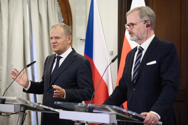 Donald Tusk i premier Czech Petr Fiala /Leszek Szymański /PAP