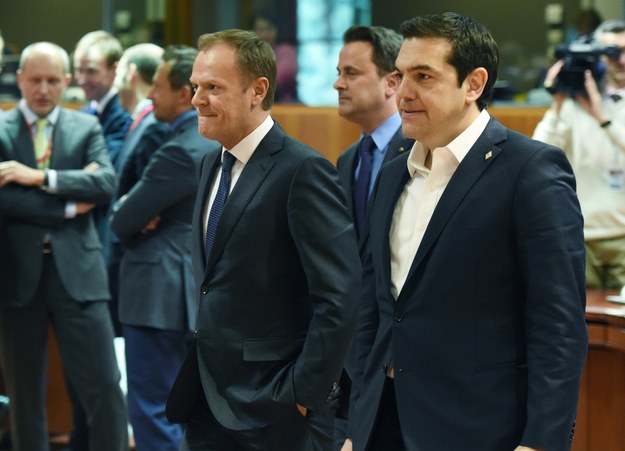 Donald Tusk i premier Grecji Aleksis Tsipras /Radek Pietruszka /PAP