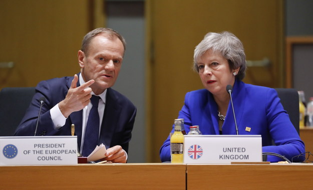 Donald Tusk i  Theresa May na unijnym szczycie w Brukseli /OLIVIER HOSLET / POOL /PAP/EPA