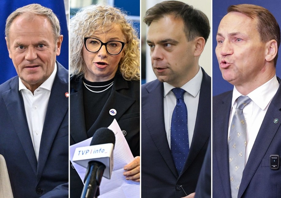 Donald Tusk, Katarzyna Kotula, Andrzej Domański, Radosław Sikorski, fot. Radek Pietruszka, Wiktor Dąbkowski, Marcin Obara /Tomasz Gzell /PAP