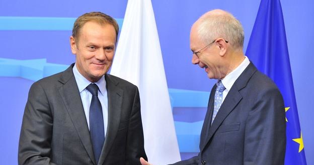 Donald Tusk (L), premier RP i Herman Van Rompuy (P), szef Rady Europejskiej /PAP