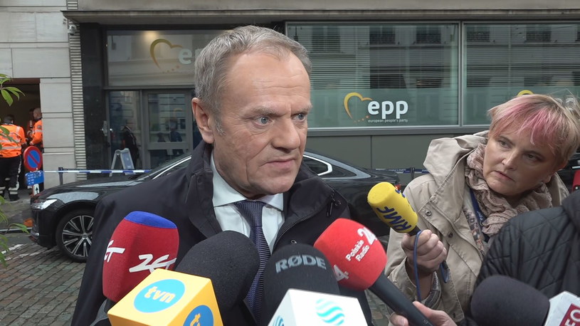 Donald Tusk mówił w Brukseli o warunkach wypłat pieniędzy z KPO dla Polski /Polsat News /Polsat News