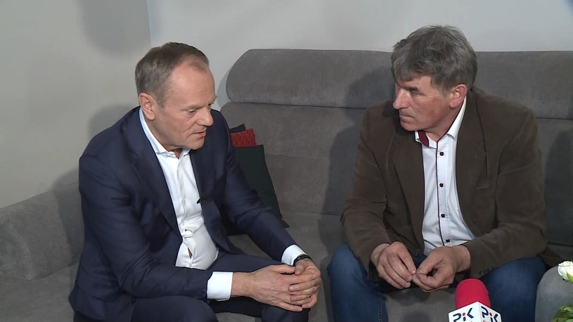 Donald Tusk odwiedził gospodarstwo w Grucznie /Polsat News /