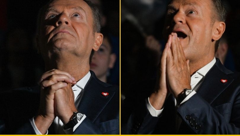 Donald Tusk oglądający start rakiety Falcon 9 /Radek Pietruszka /PAP