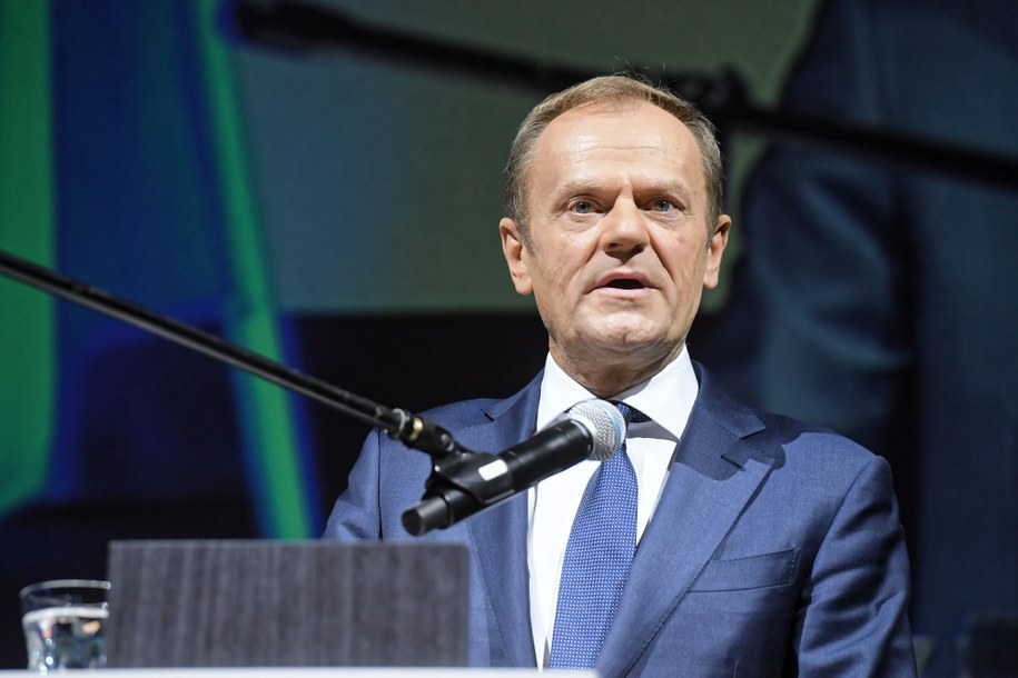 Donald Tusk podczas Igrzysk Wolności w Łodzi /	Grzegorz Michałowski   /PAP