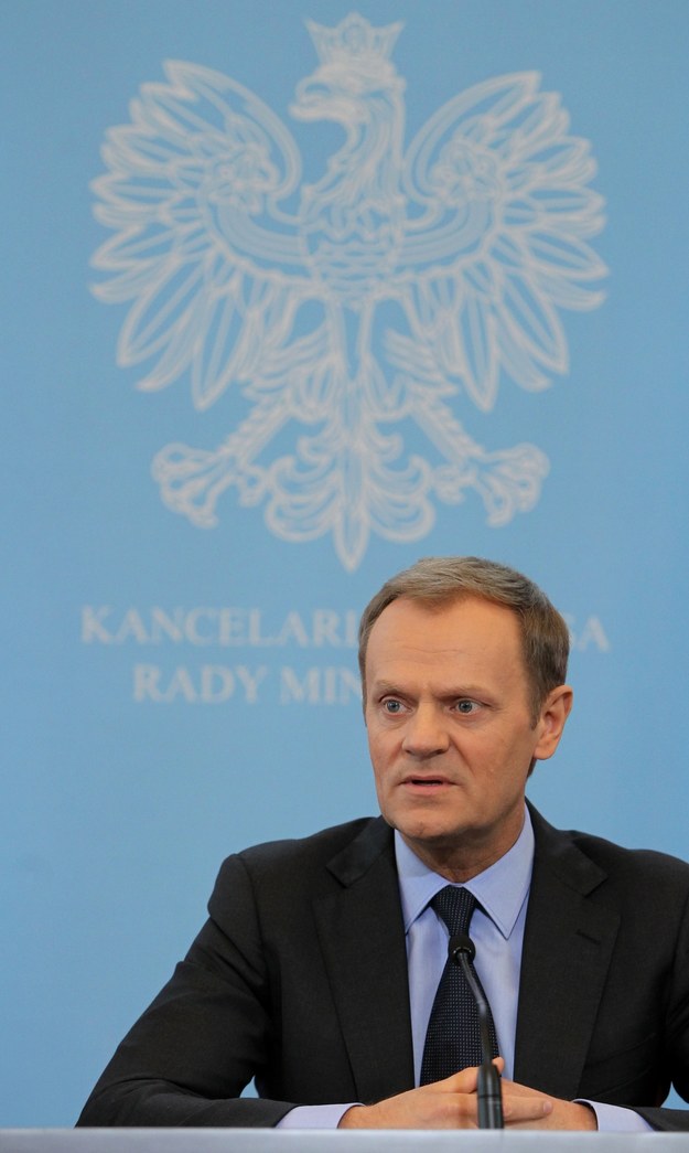 Donald Tusk podczas konferencji prasowej po posiedzeniu rządu /Radek Pietruszka (PAP) /PAP